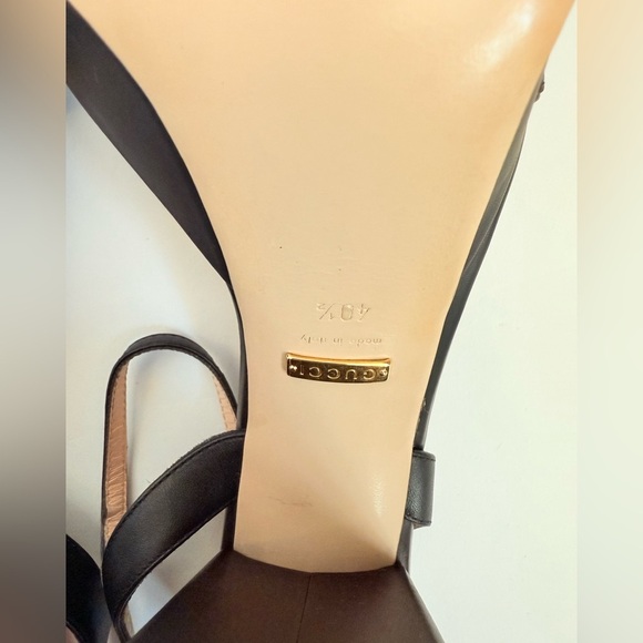 Gucci Black Leather Marmont GG Platform High Heel sandals EU 40.5 - Picture 9 of 12